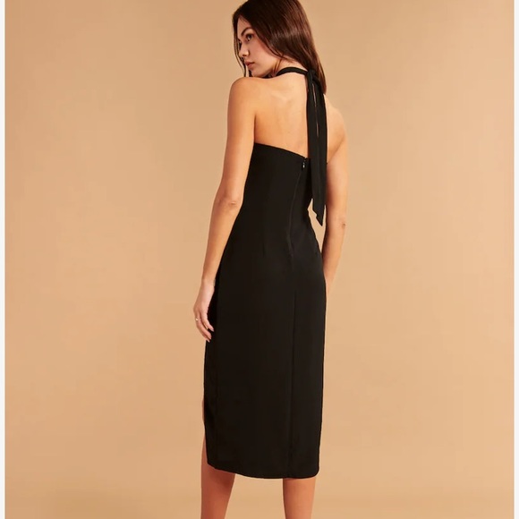 Abercrombie & Fitch Knot Front Cutout Halter Midi Dress - Picture 5 of 6